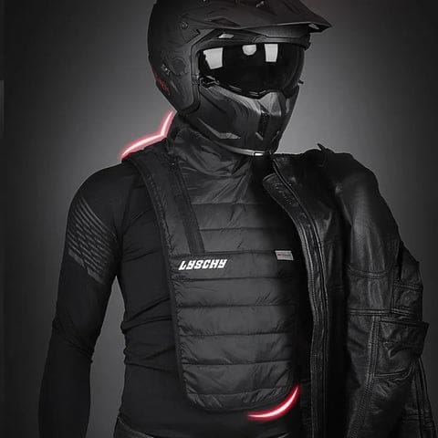 Tour De Cou Plastron En Cuir Vachette – Intérieur Coton, Zip Central, Pour Moto, Ski, Hiver (noir)