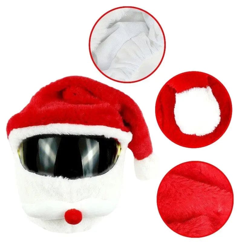 Housse De Casque Moto Père Noël - Couvre-Casque En Peluche - Protection Anti-Rayures - Taille Universelle