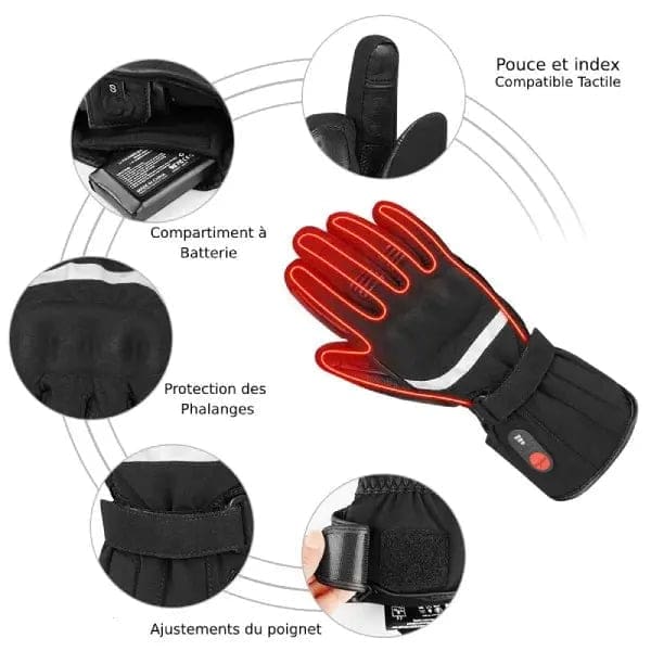Gants Chauffants Moto Hiver - 3 Modes, Batterie 3000mAh, écran Tactile, Résistants Eau Et Vent