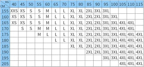 guide des tailles veste